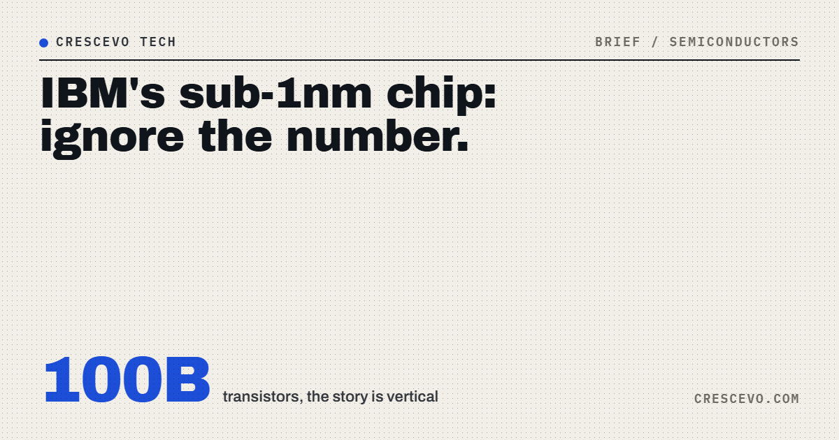 IBM Sub-1nm Chip: Ignore the Number, the Real Story Is Going Vertical (and It Is 5 Years Out)